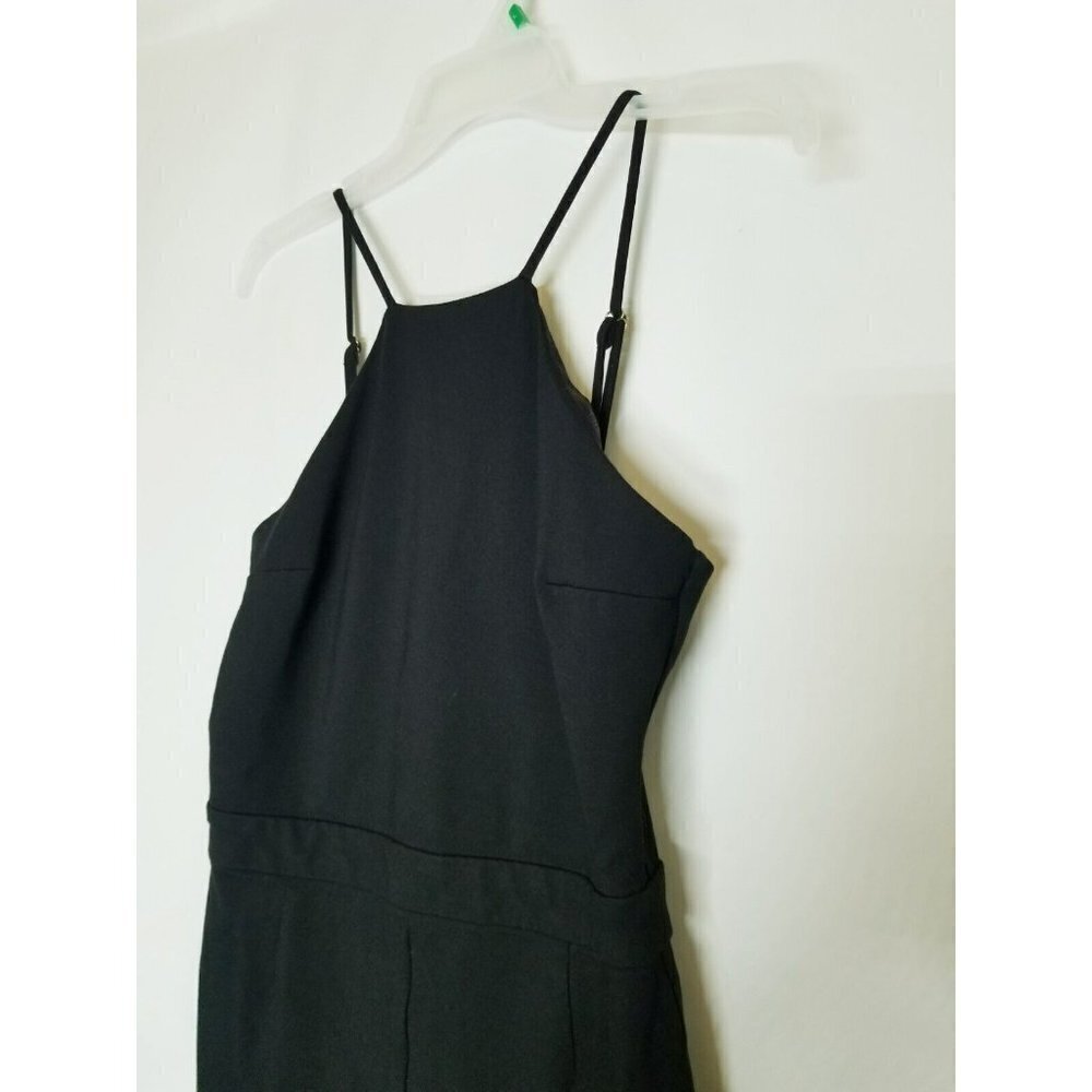 guess jumpsuit women‎ Black Small tight bodycon form fitting sleeveless gold zip